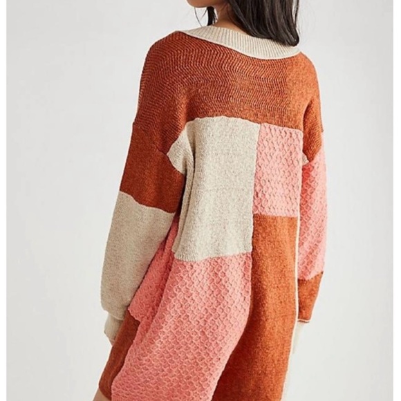 Free People Colorblock Knit Romper - Pink, Cream, and Brown - Picture 2 of 12